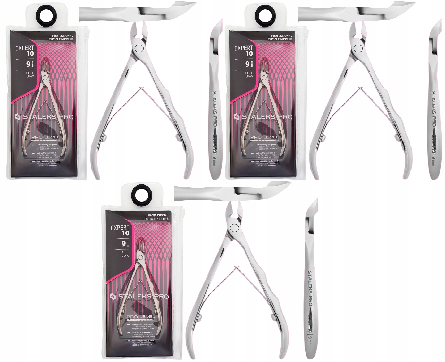 3 kusy Profesionální kleště na kůži Expert 9 mm Staleks Pohodlné umístění