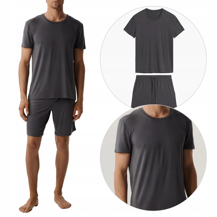 Pánské Pyžamo Atlantic BNMP005/ŠEDÁ/L Krátký Rukáv Kraťasy Na Léto