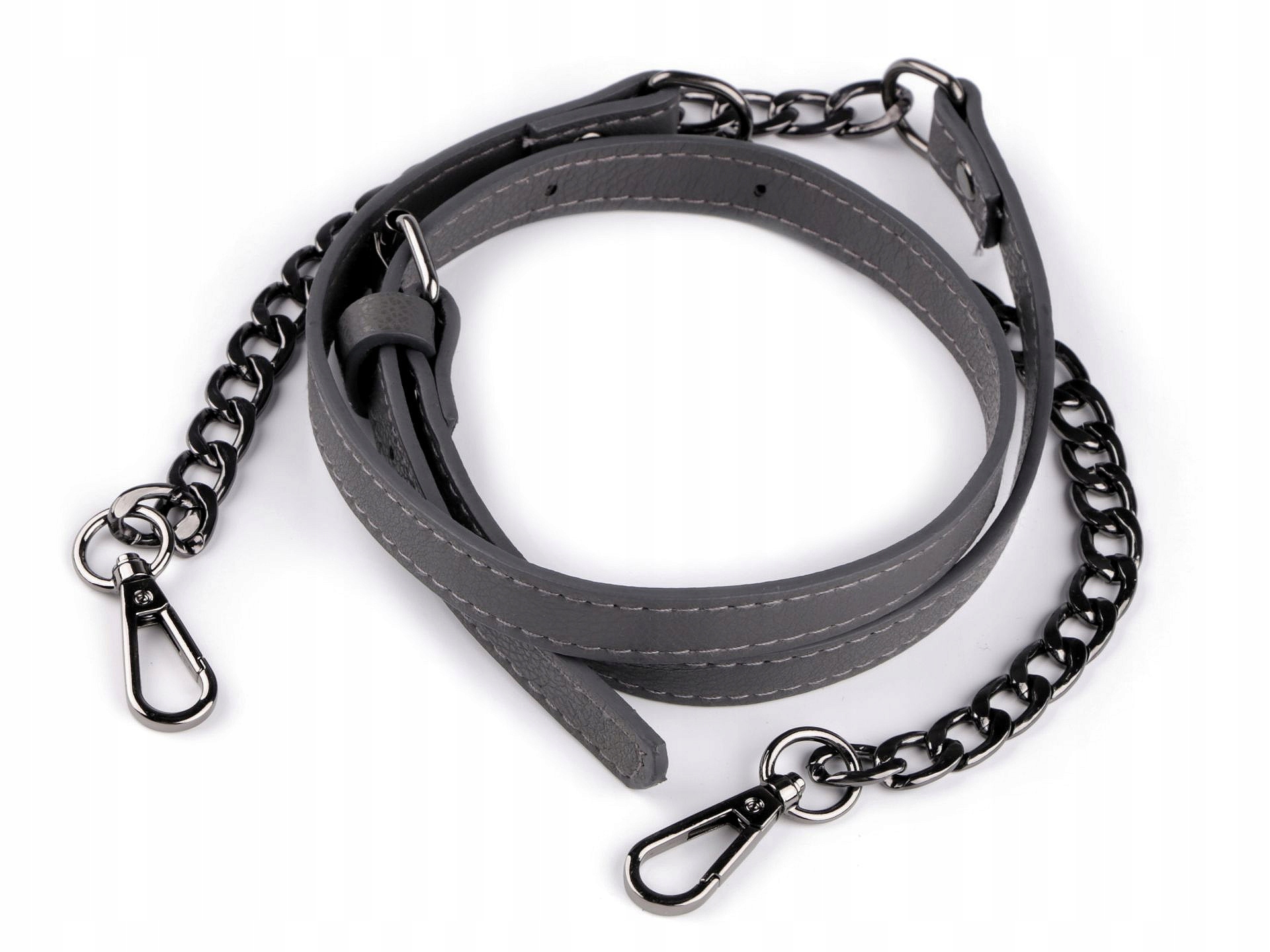 Rączki do torebki łańcuch z karabińczykami szare