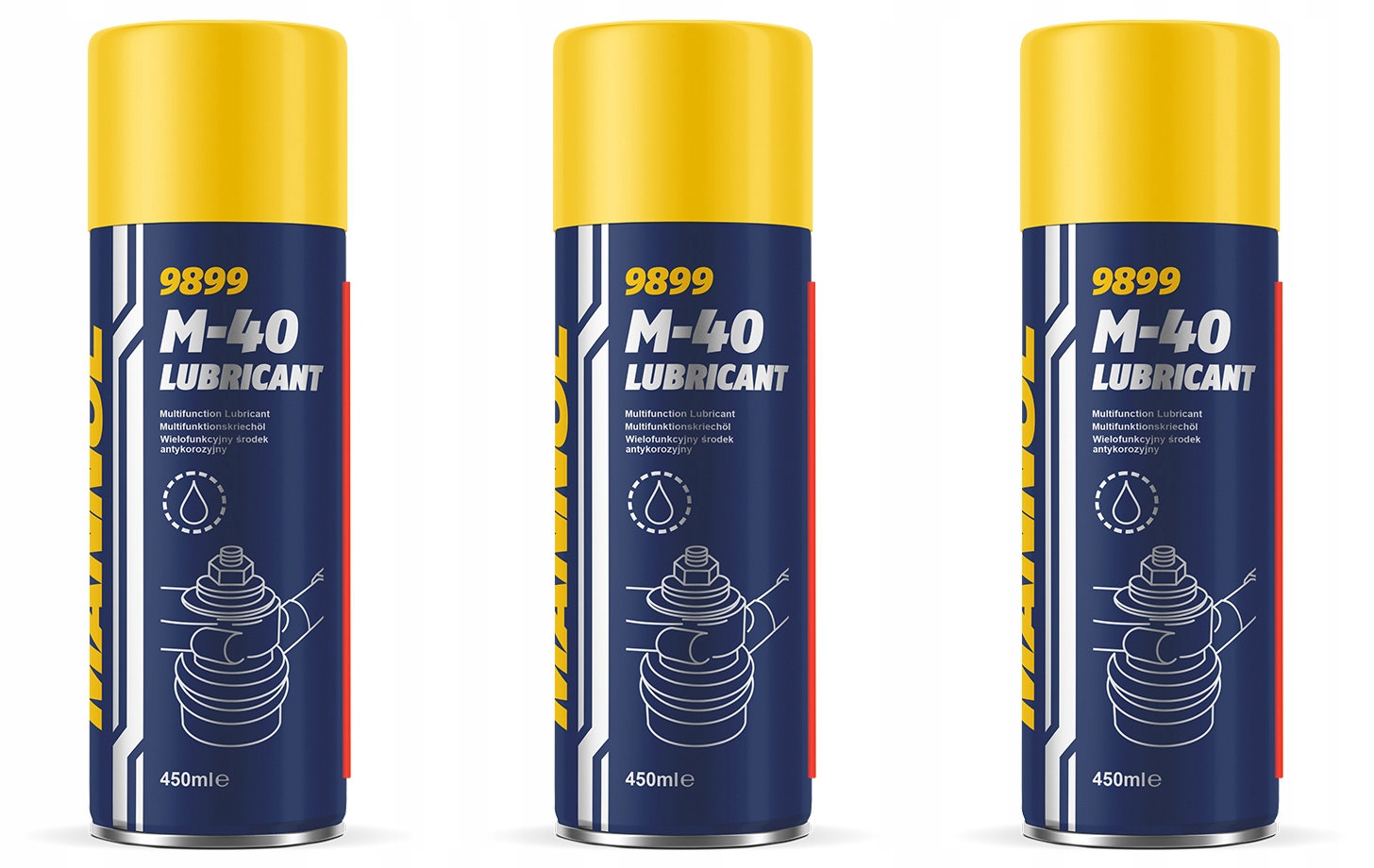 3x Uniwersalny Smar Wielozadaniowy Aerozol Spray Mannol M40 Lubricant 450ml