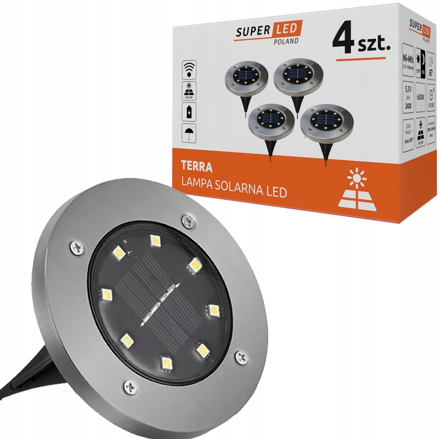

4x Lampa Solarna Ogrodowa Led Wbijana Najazdowa
