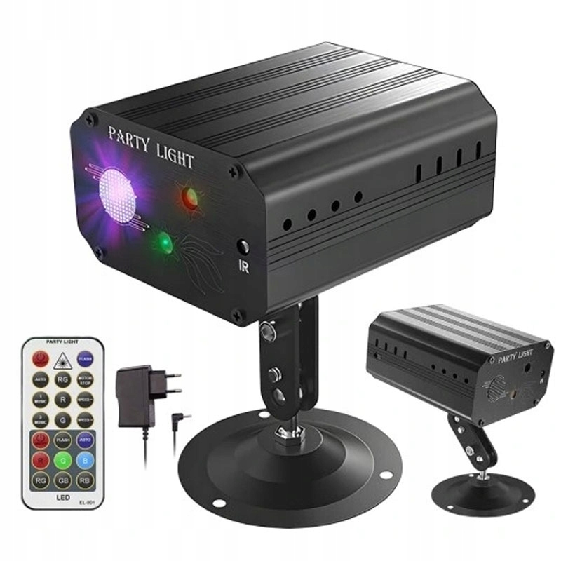 Lampa Laserowa LED Disco RGB 6 Kolorów 24 Wzory Pilot