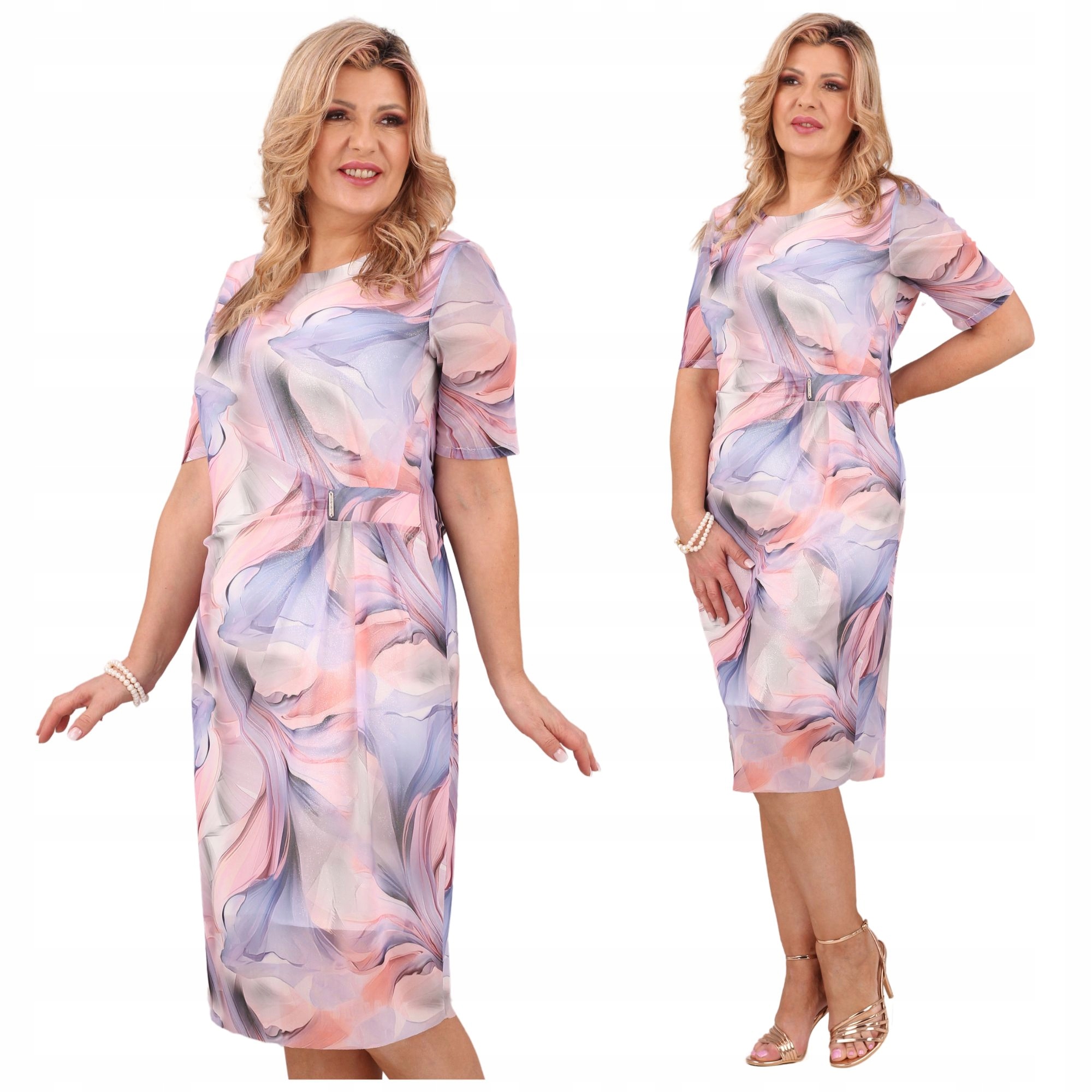 Sukienka Z Krótkim Rękawem Duże Rozmiary Polski Producent Na Lato