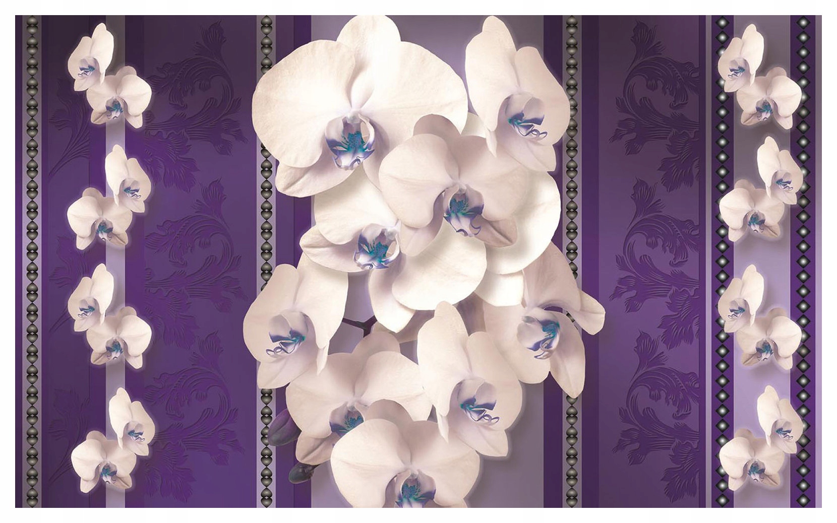 Fototapeta Orchideje bílé na fialovém pozadí ornament 368x254 lepidlo