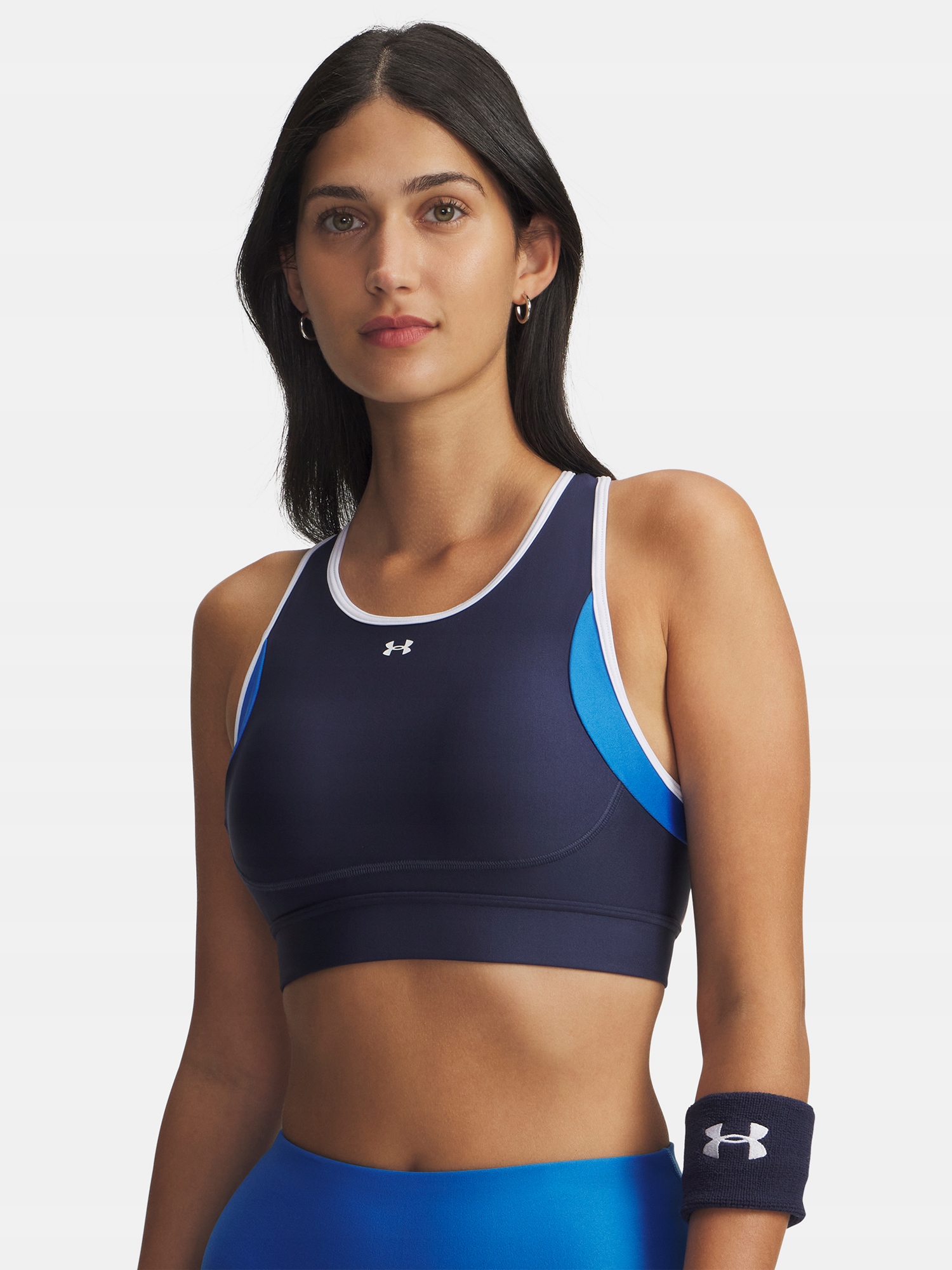 Dámská podprsenka Under Armour Ua Crossback Mid Open Back-BLU vel. M