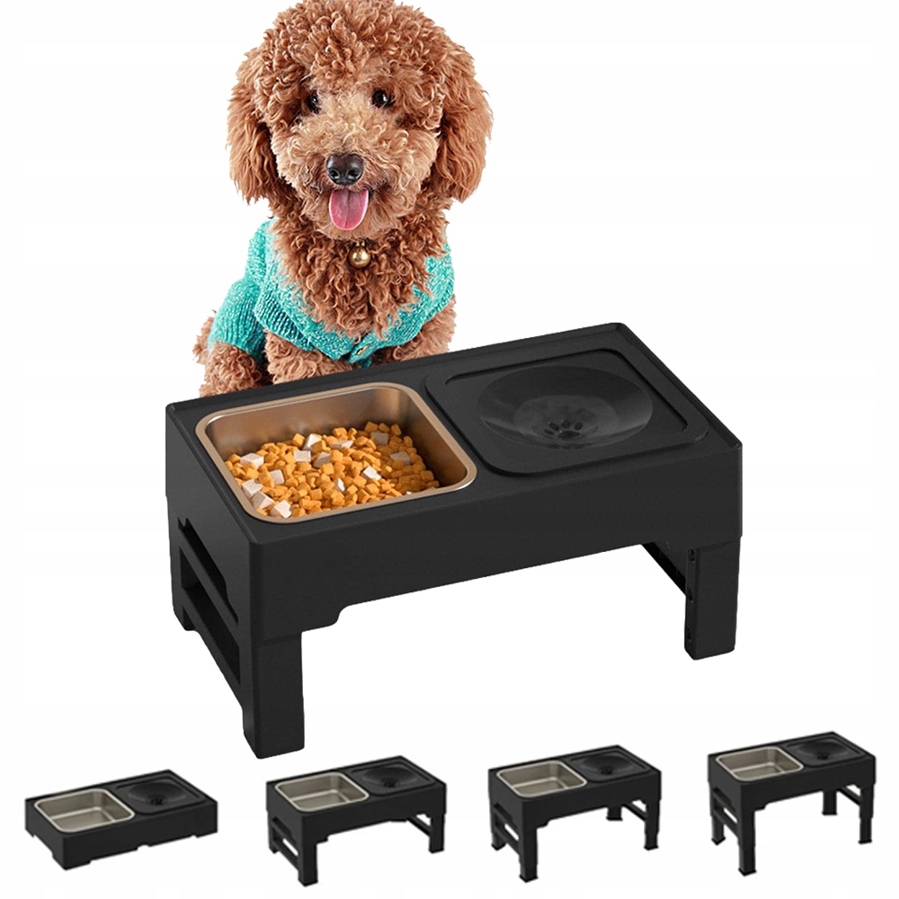 Levně Miska Pro Psa Na Stojanu 2V1 Nechytlavá, Nastavitelná, Zpomalovací, Kovová