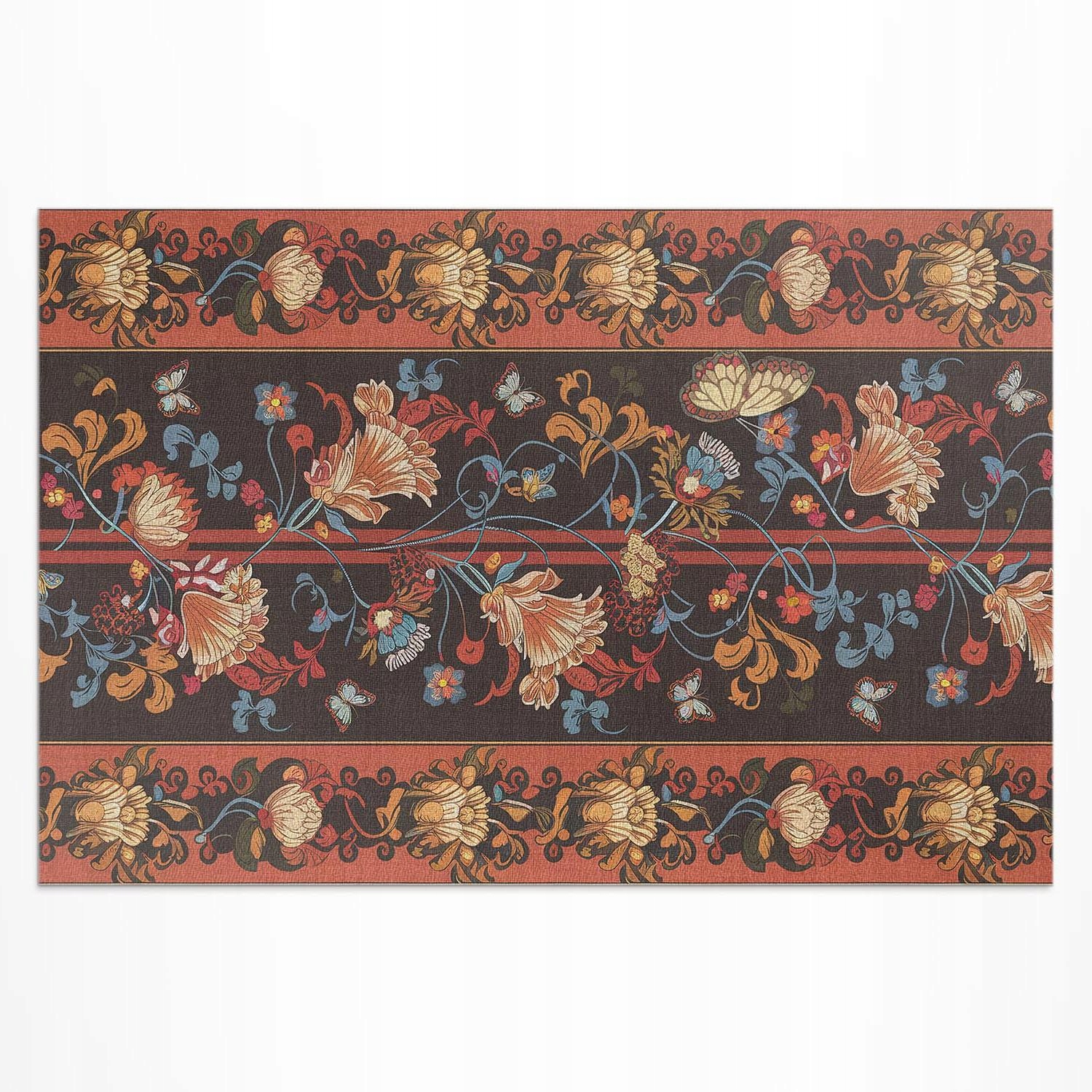 Terasový Koberec Vinylový Outdoor Rostlinný ornament ve vintage stylu 80 x 120 cm