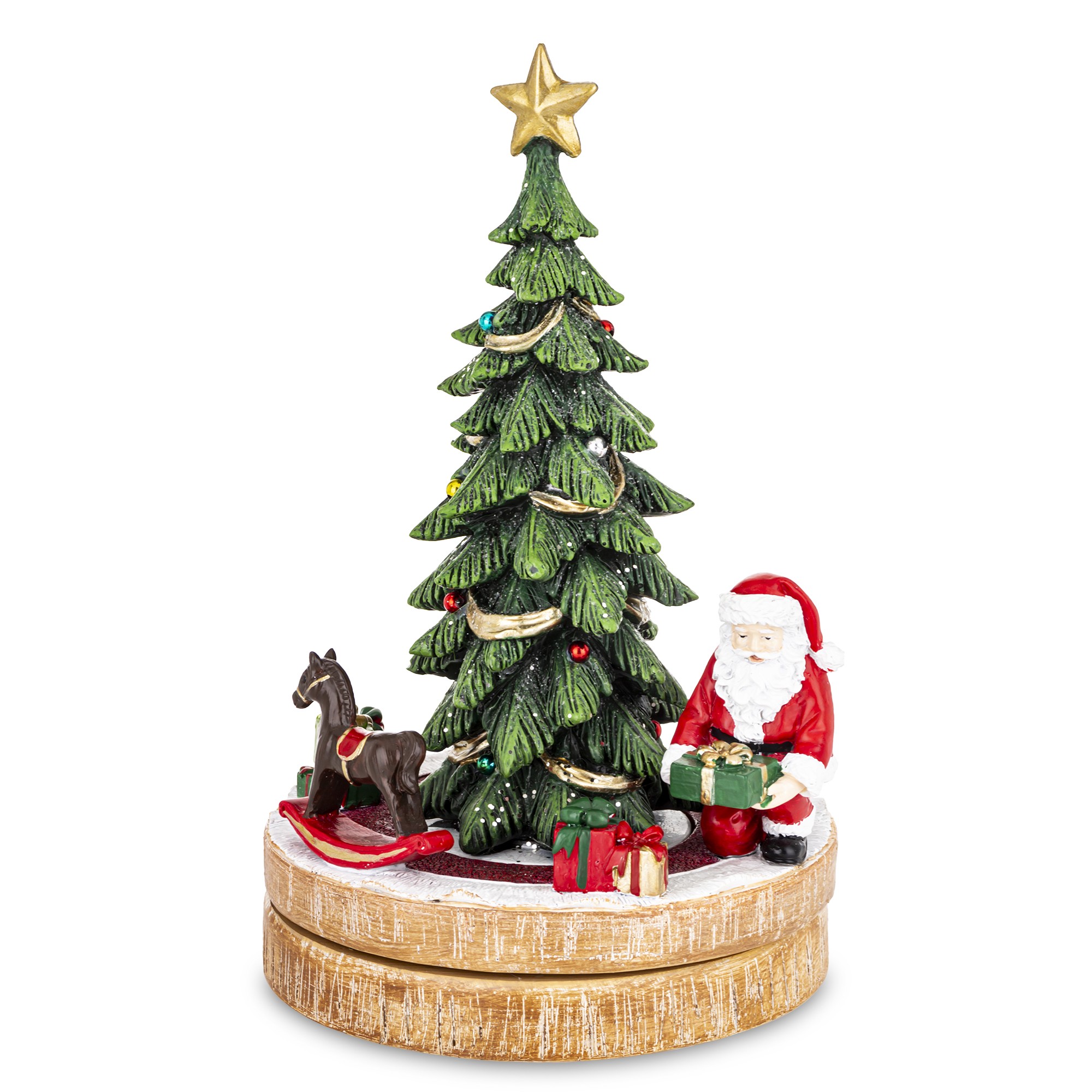 Kolotoč s hracou skrinkou Mikuláš Rozprávkový vianočný stromček Vianočná Dekorácia Darček