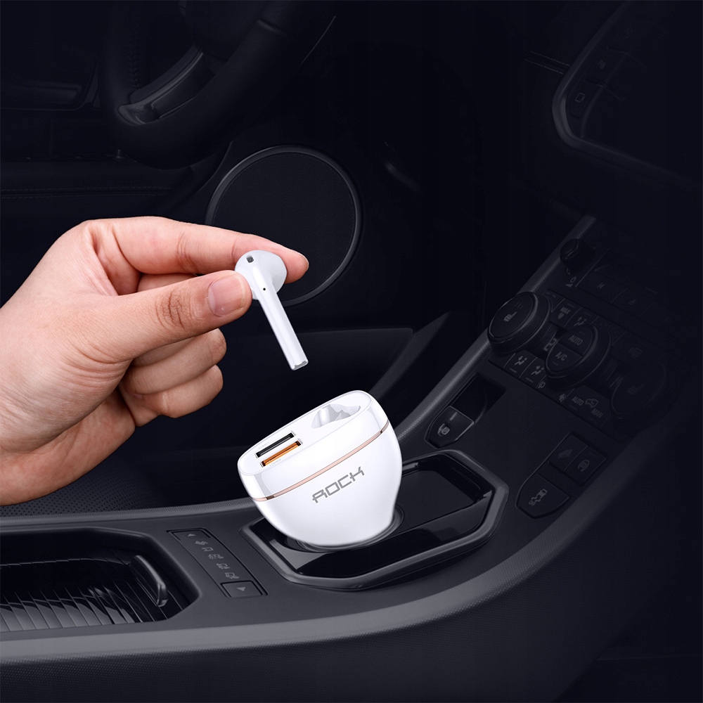 ROCK| ŁADOWARKA SAMOCHODOWA QC 3.0 + SŁUCHAWKA BLUETOOTH DO SAMOCHODU AUTA Złącza USB