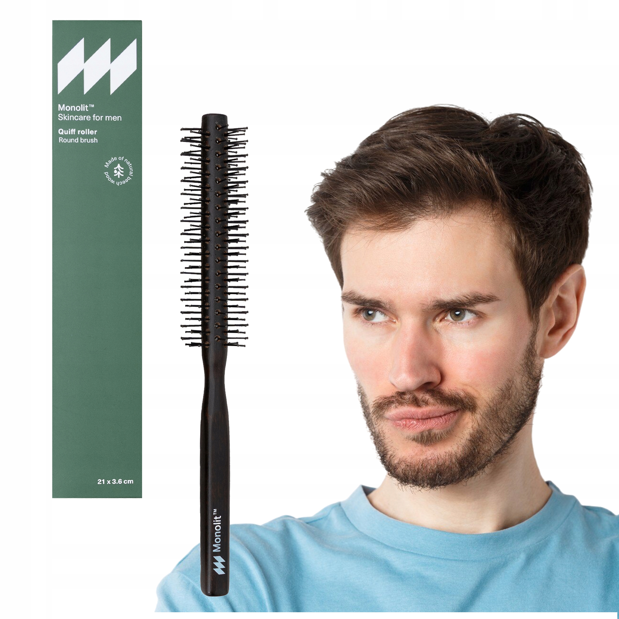 Kulatý kartáč na vlasy pro muže, styling účesu Quiff Monolit