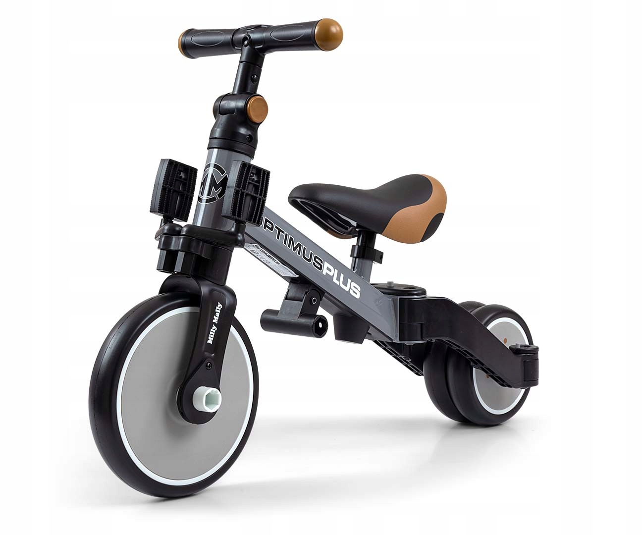 Rowerek trójkołowy biegowy 4w1 jeździk z rączką Optimus Plus Milly Mally Hamulec Brak