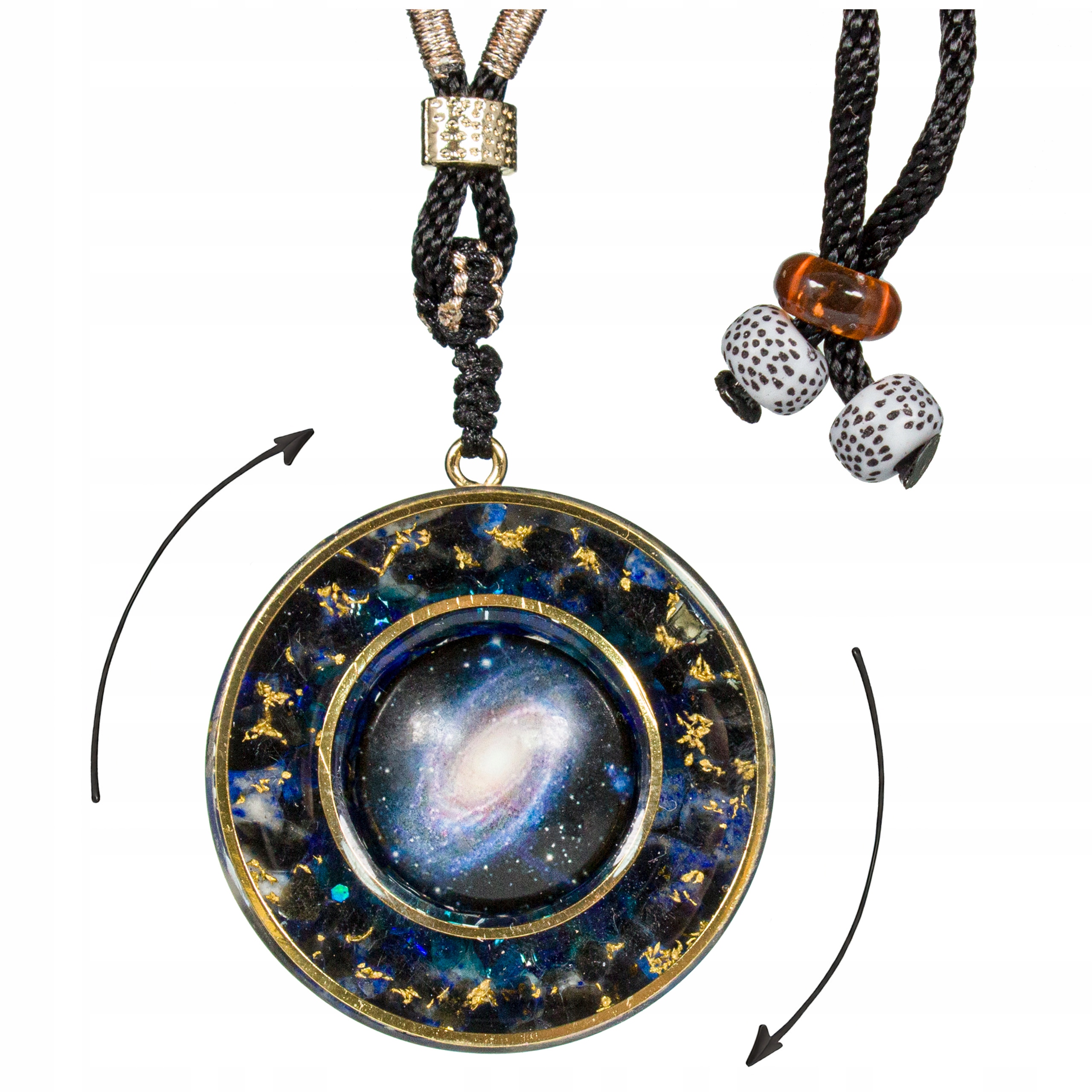 Kosmiczny Naszyjnik Orgonit Obrotowa Galaktyka Naturalny Lazuryt Obsydian