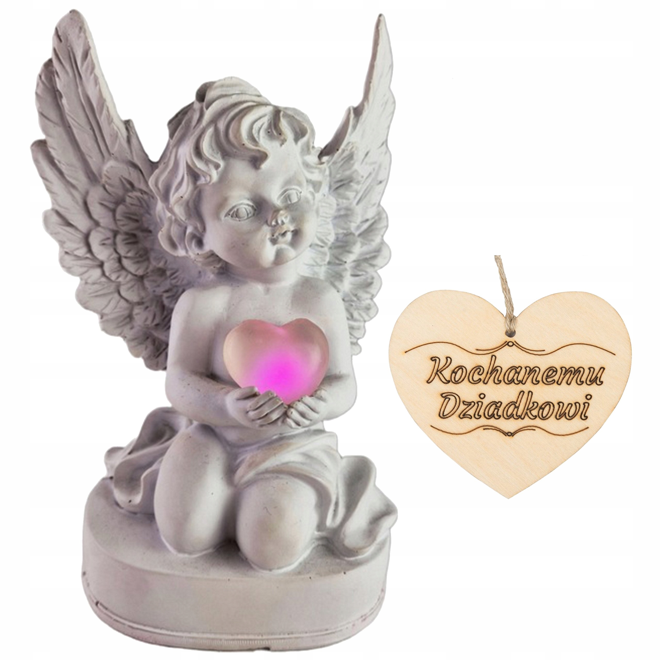Hřbitovní Svíčka Pro Dědečka Anděl strážný Se Srdcem, Podsvícená Do Zahrady Nebo Na Hrob