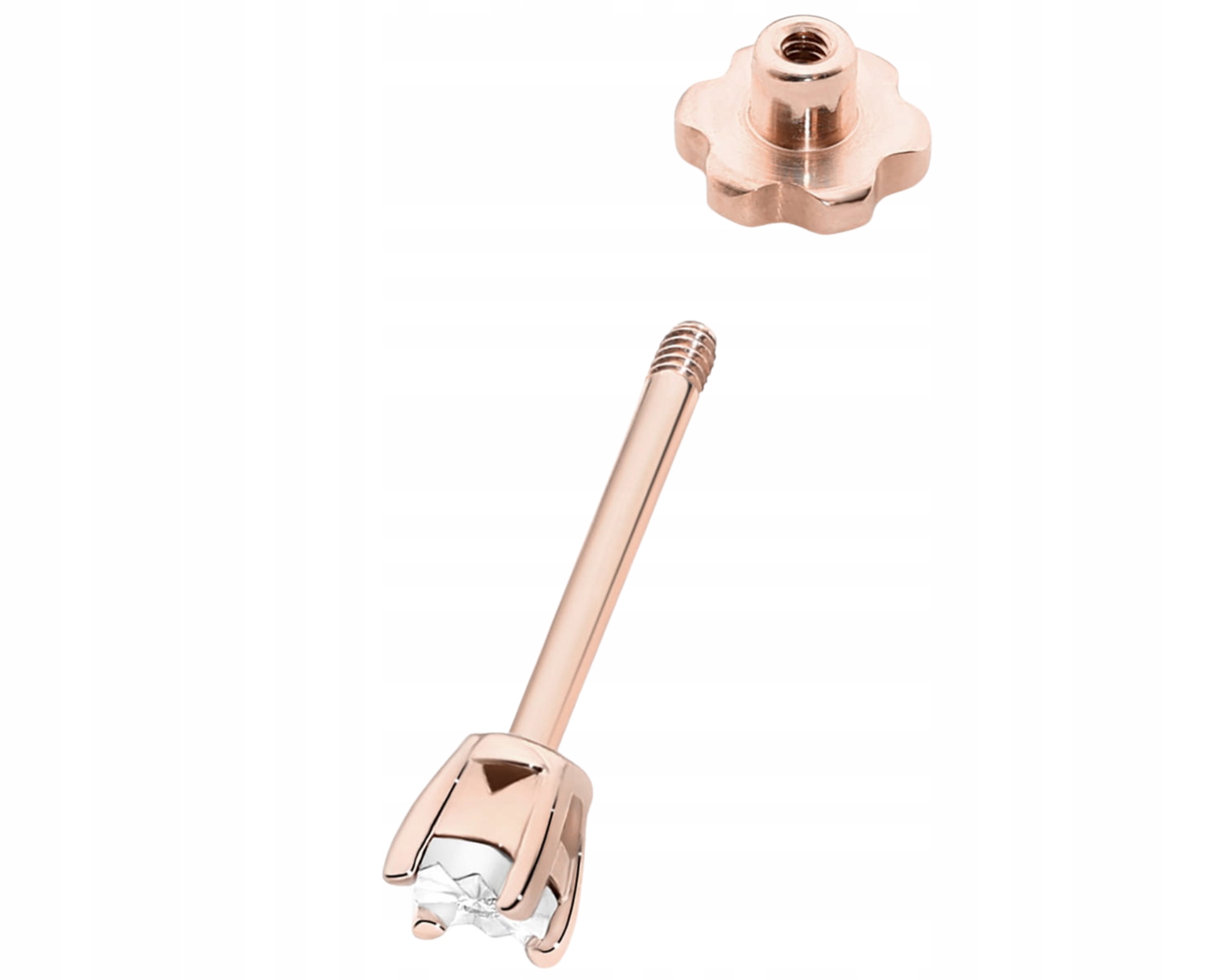 Náušnice 1 Kus S Briliantem Helix Růžové Zlato 585 Šroubovací Tyčinka Dárek