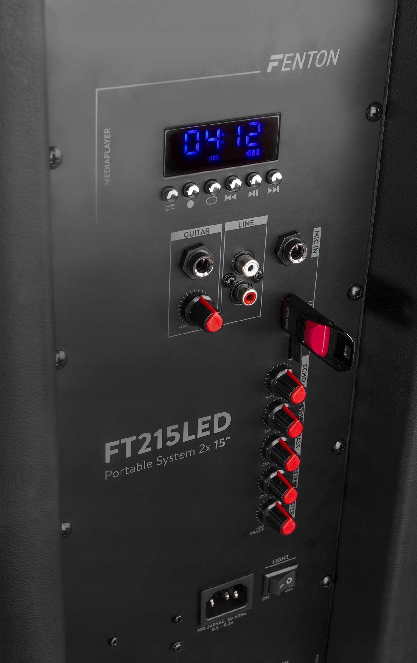 Kolumna aktywna przenośna Fenton FT215LED USB/BT Kolor czarny