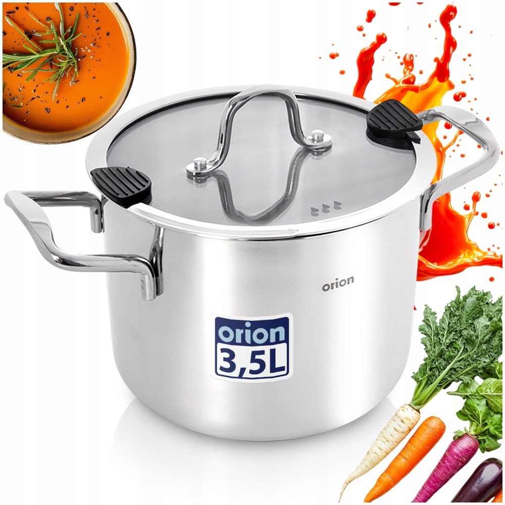 Hrniec Oceľový Nerezový Pokrievka Indukcia Plyn Na Varenie 18 CM 3,5 L