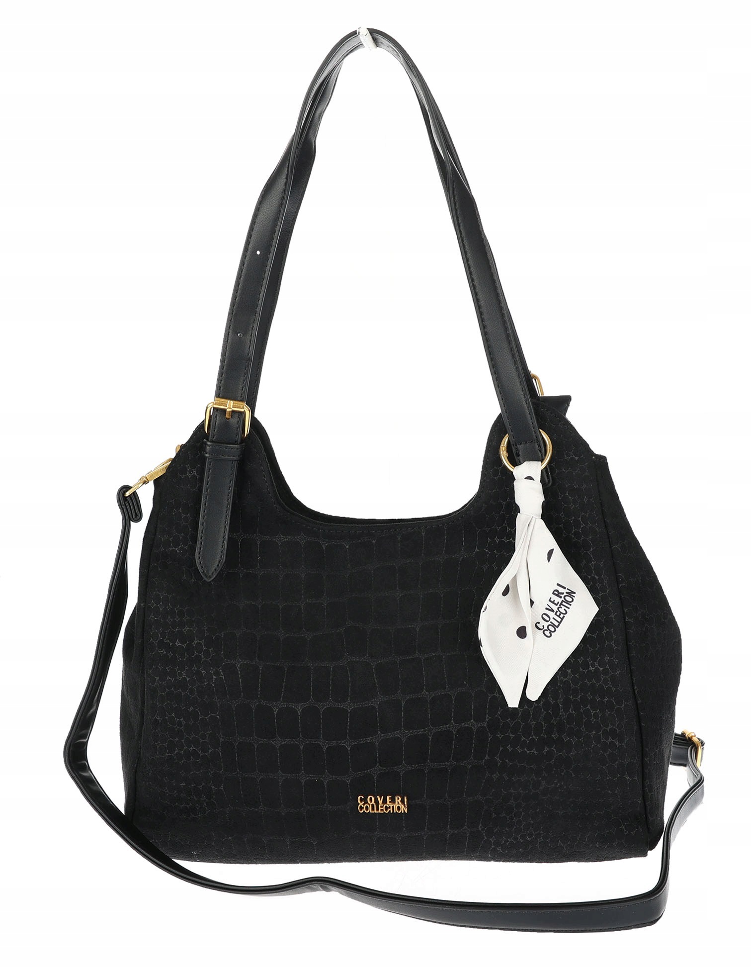 Dámská shopper kabelka prostorná semišová módní taška přes rameno CC062 Černá