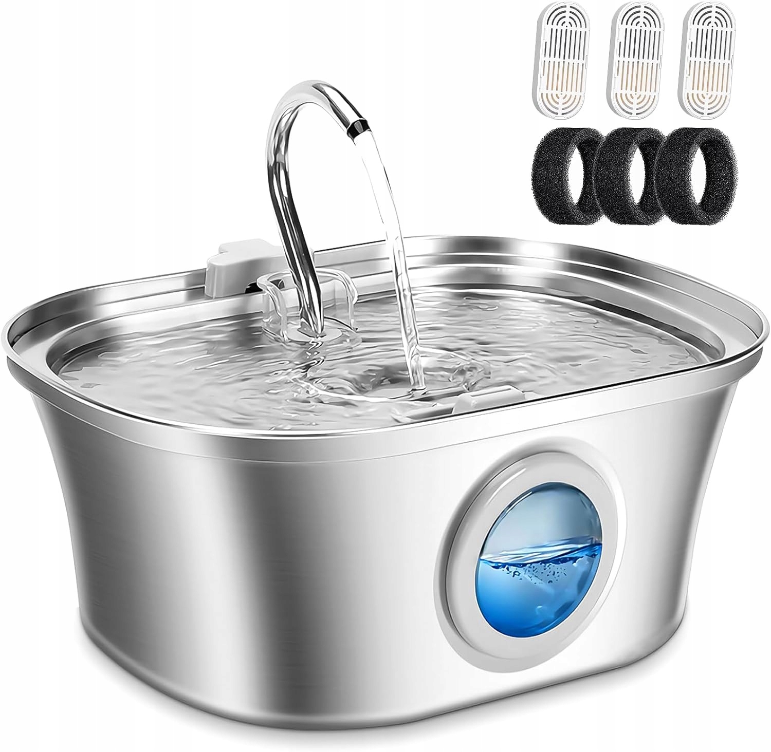 Fontanna wodna dla kota psa Stal nierdzewna Automatyczna miska 3.2L Poidło