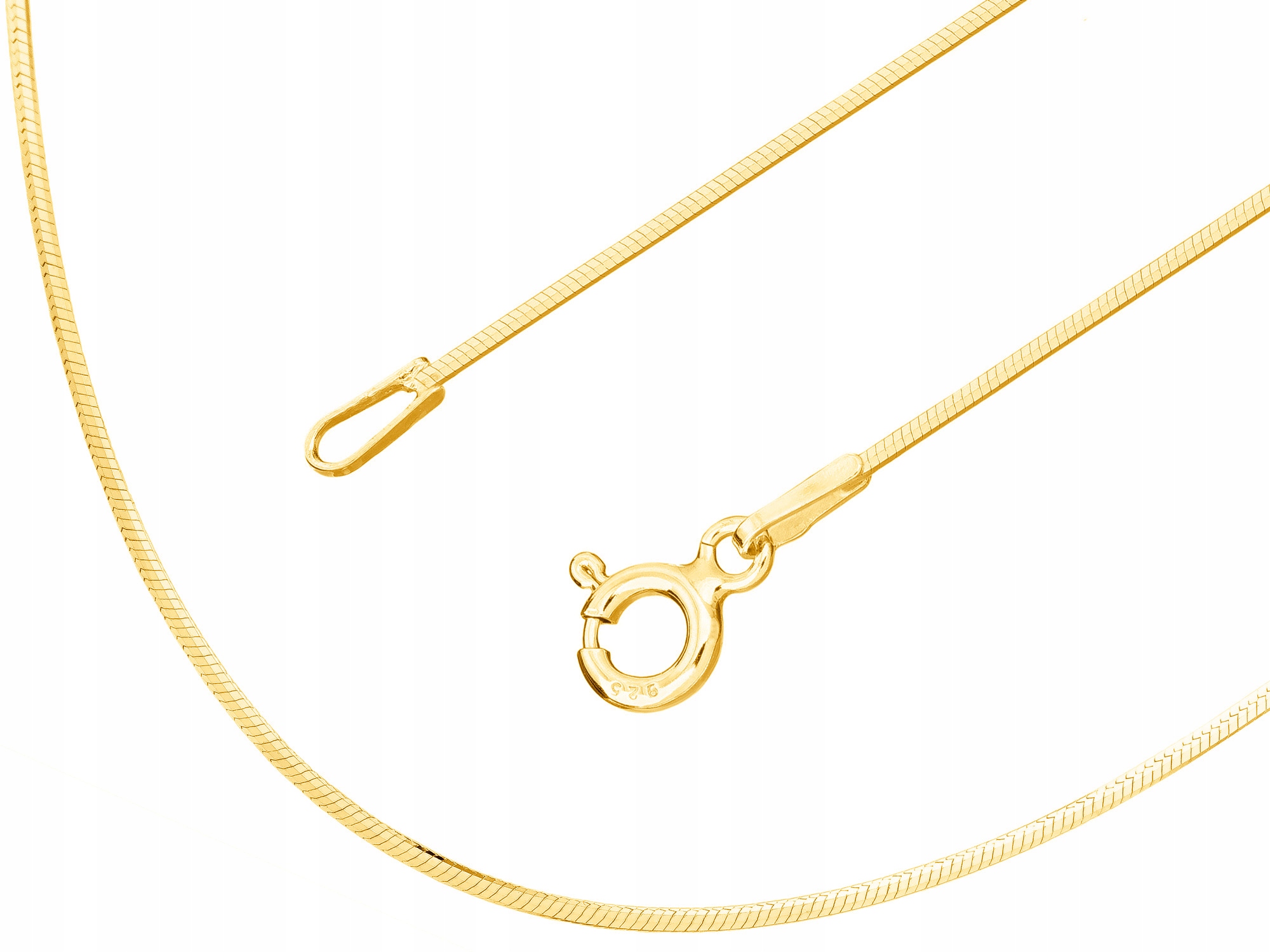 Dlouhý Stříbrný Pozlacený Dámský Řetízek Hladký Hadí Osmihranný 0,9mm 55 cm