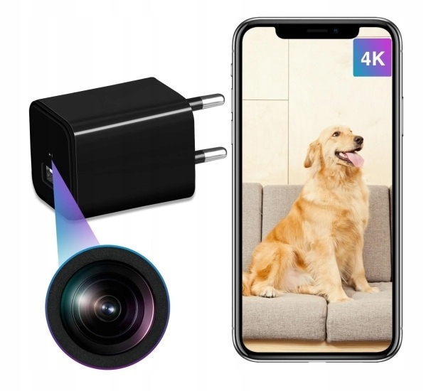 Mini Špióní Kamera V Nabíječce Wifi Usb Zdroj Skrytá 4K Ultra Hd