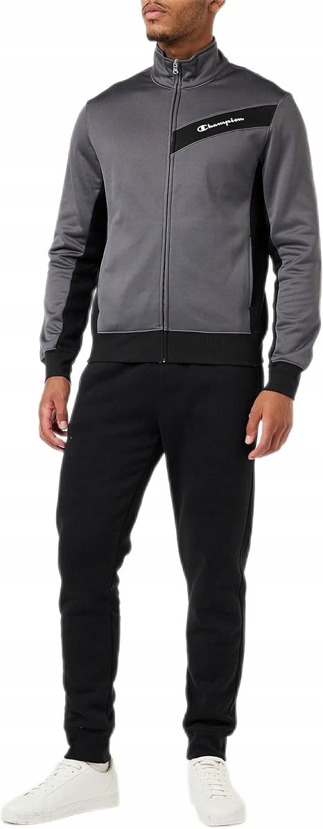 3330 Teplákovka Champion Pánský Rozepínací Komplet Bez Kapuce Černá Šedá 2XL