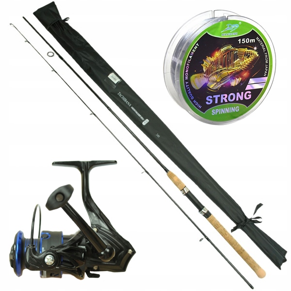 Rybářský set Pruty Spinning Uhlíková 2,4 m Naviják Vlasec z89