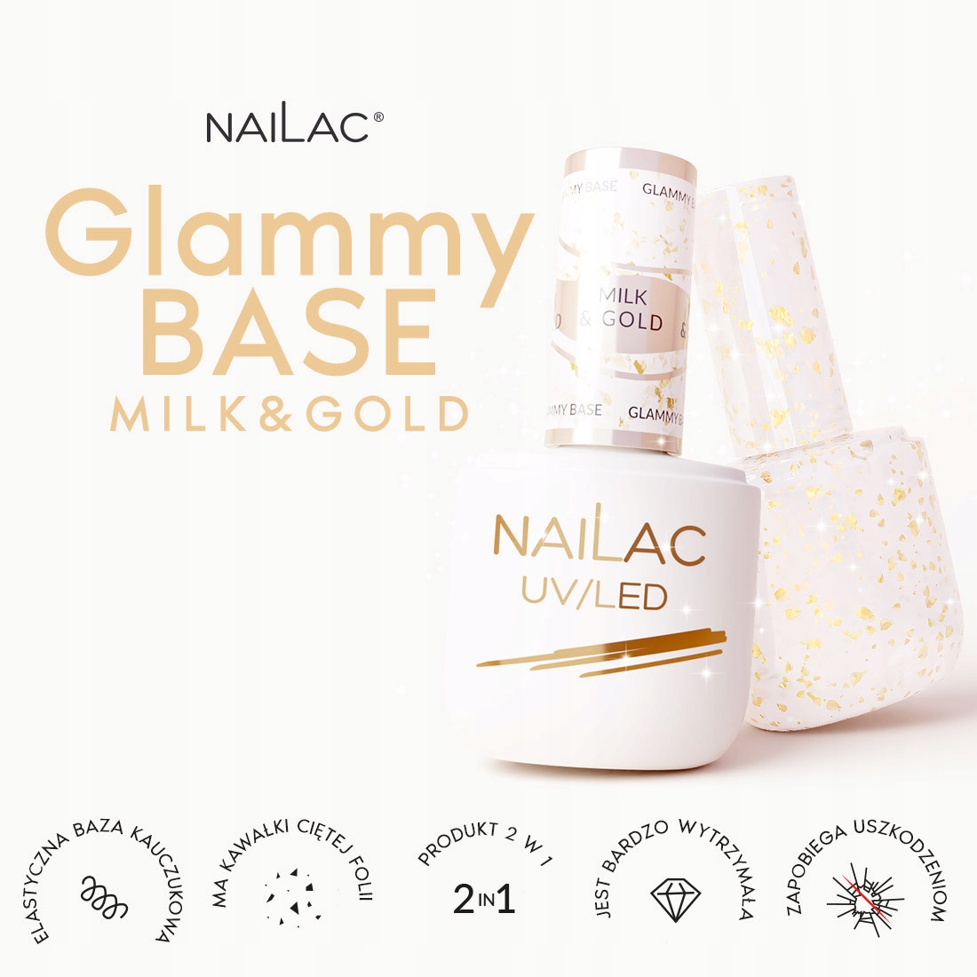 

Baza kauczukowa Glammy Base Milk&Gold NaiLac