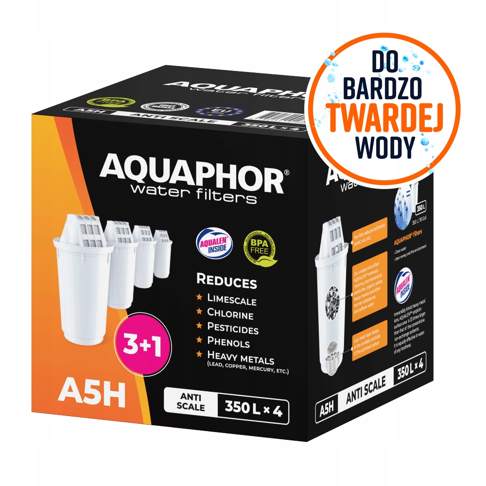 Wkład filtrujący Aquaphor A5H do twardej wody 4 szt.