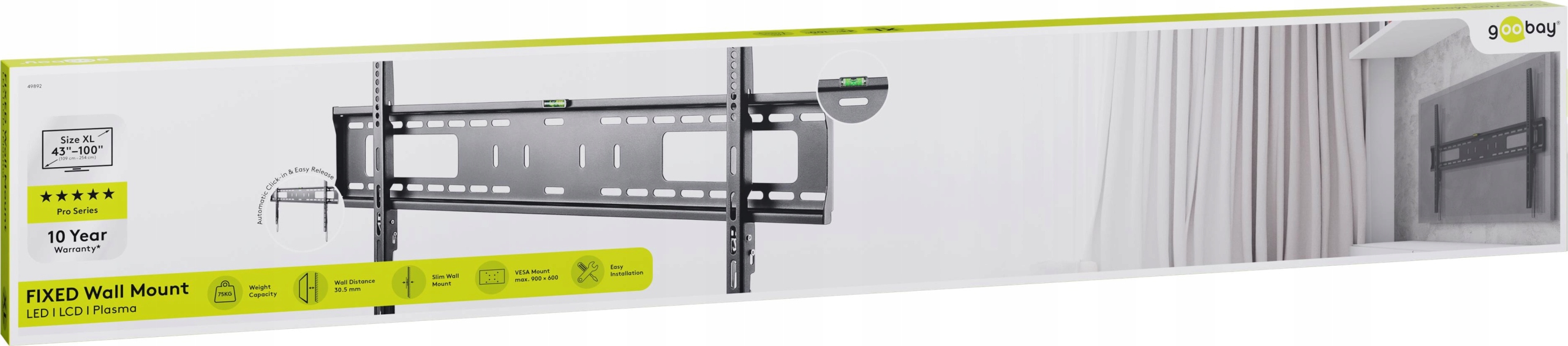 Držák na televizory Goobay Pro Fixed XL 43"-100" do 75 kg