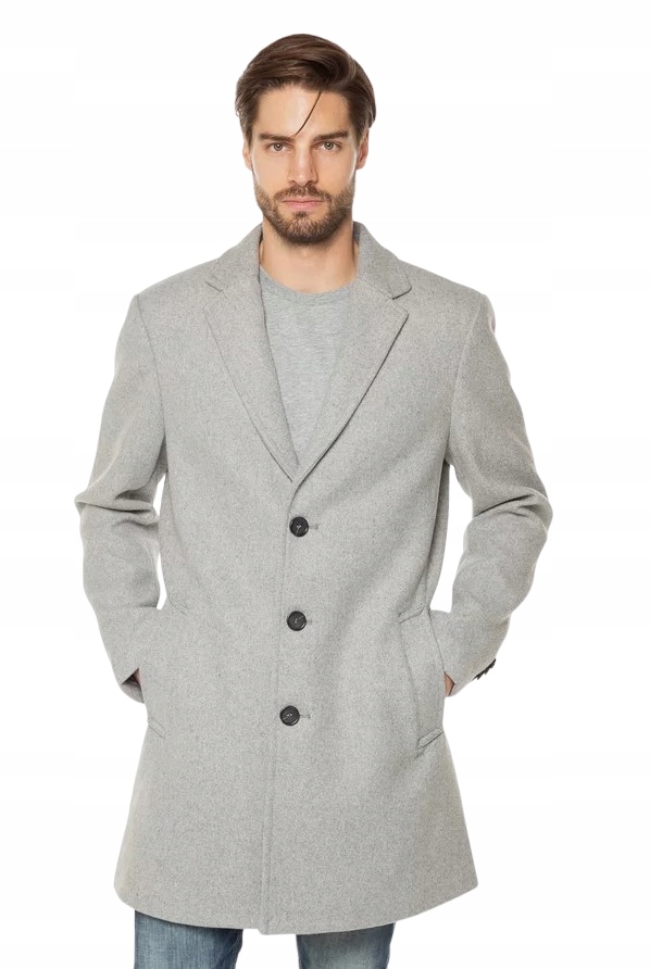 Kabát Tom Tailor pánsky klasický s vlnou šedý XXL