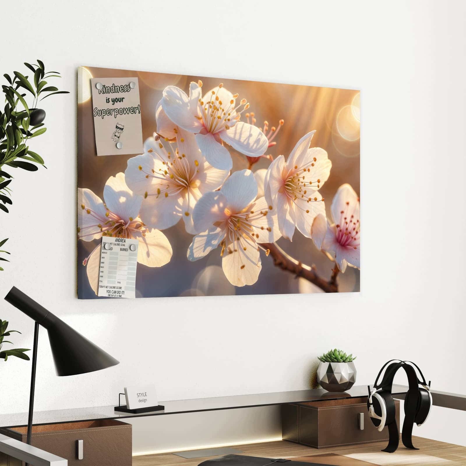 Magnetická tabule Květiny Světlo slunce 60 × 40 cm