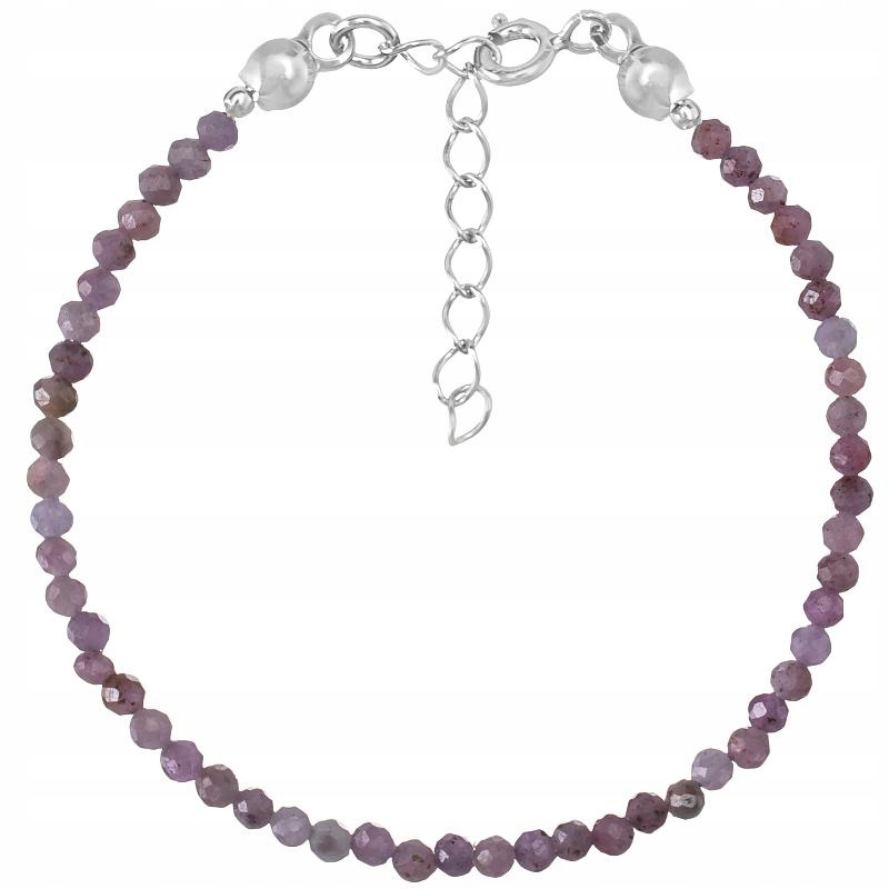 Stříbrný náramek z přírodních kamenů rubínu