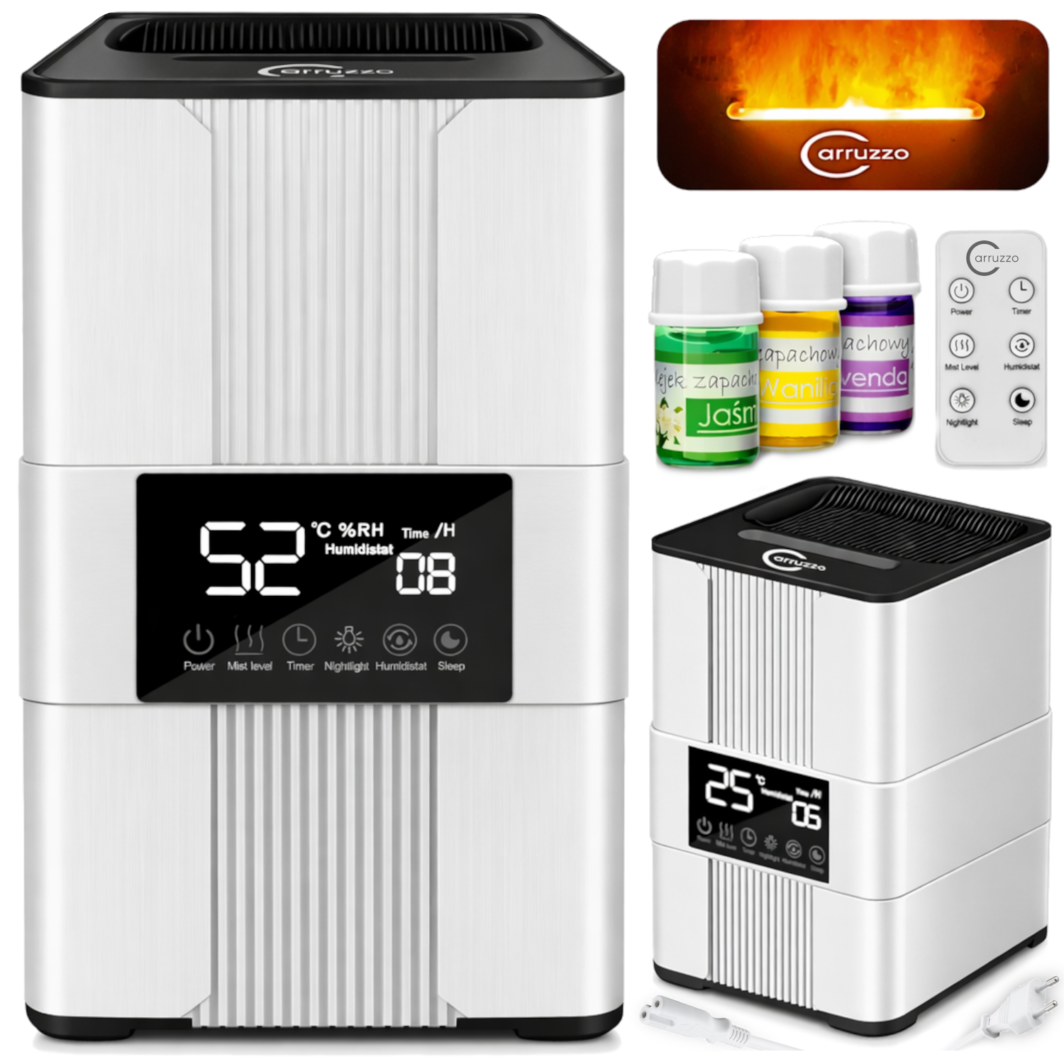 Nawilżacz powietrza Automatyczny Aromaterapia 5w1 Led +3 Olejki Filtr Pilot