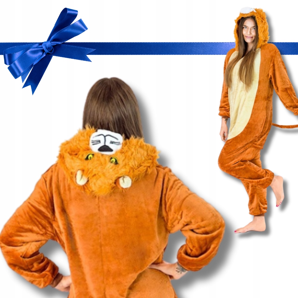 Měkké dámské teplé pyžamo overal Jednodílné kostým Lev M