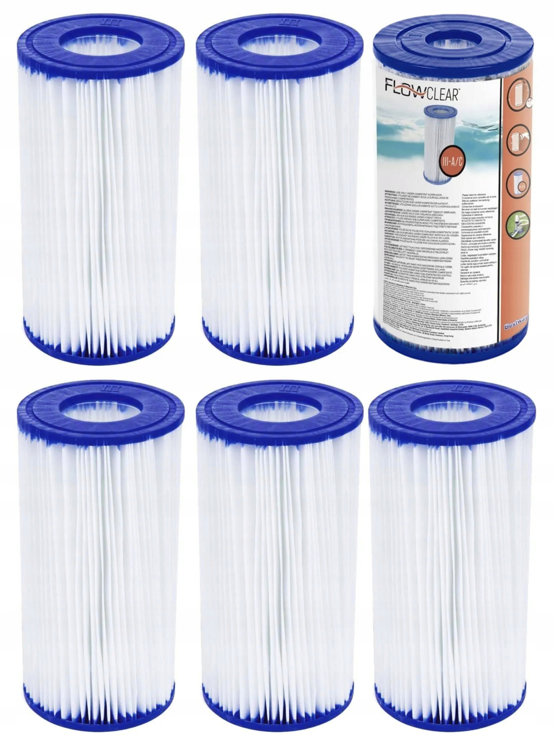 6 x Filtrační filtry čerpadla Bazén Filtrační vložka Bestway III 58012