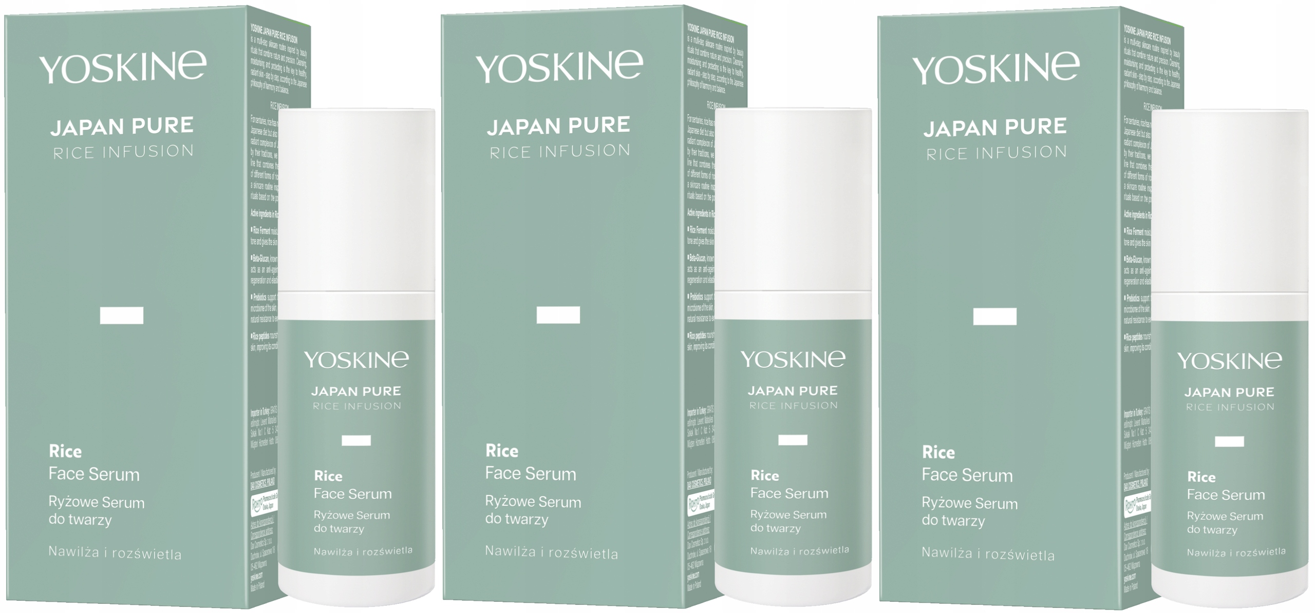 3 kusy Yoskine Japan Rice Rýžové sérum na obličej 30 ml Dax Beta-Glukan