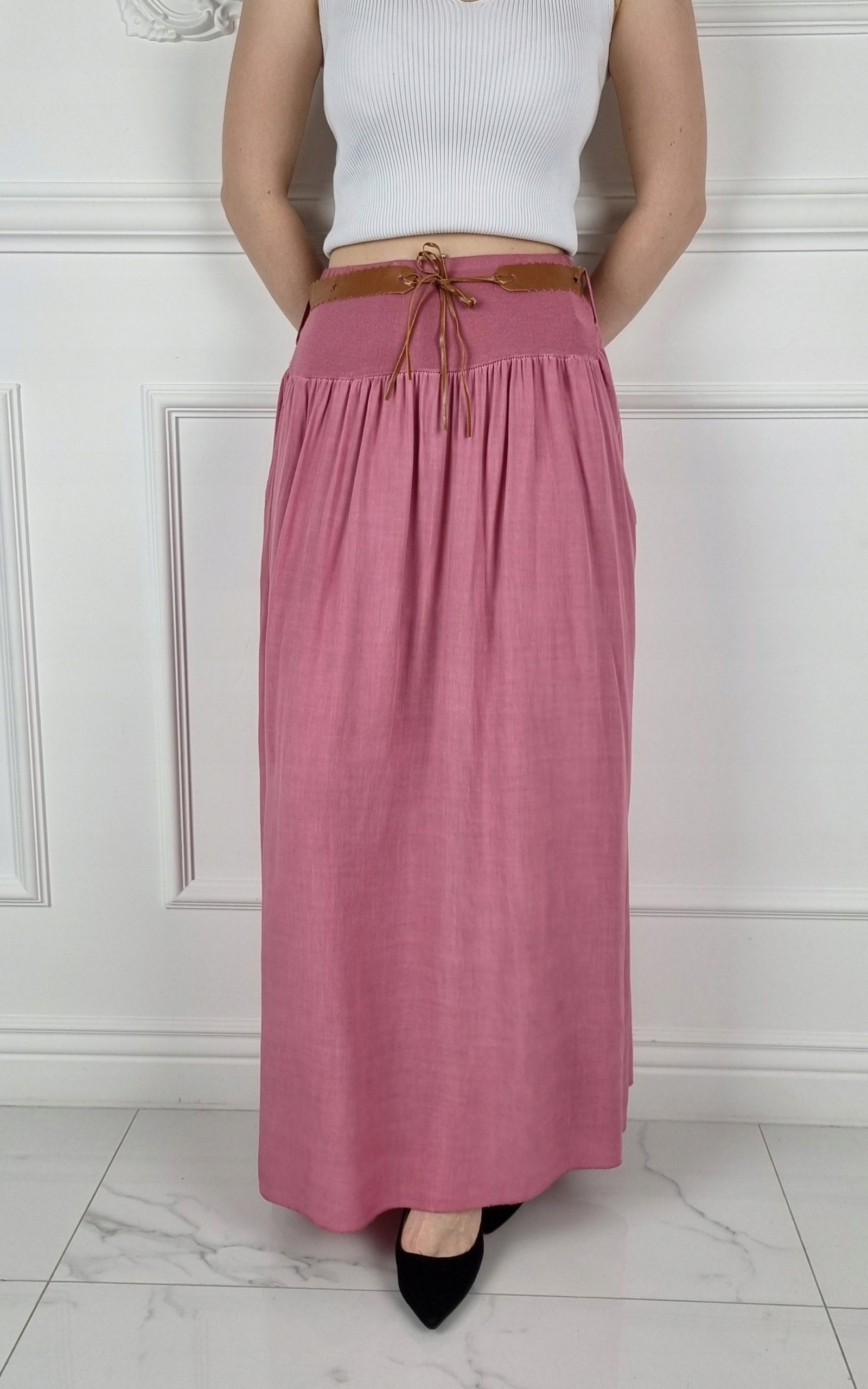 ZWIEWNA DŁUGA SPÓDNICA MAXI DO KOSTEK BOHO DAMSKA Wzór dominujący bez wzoru