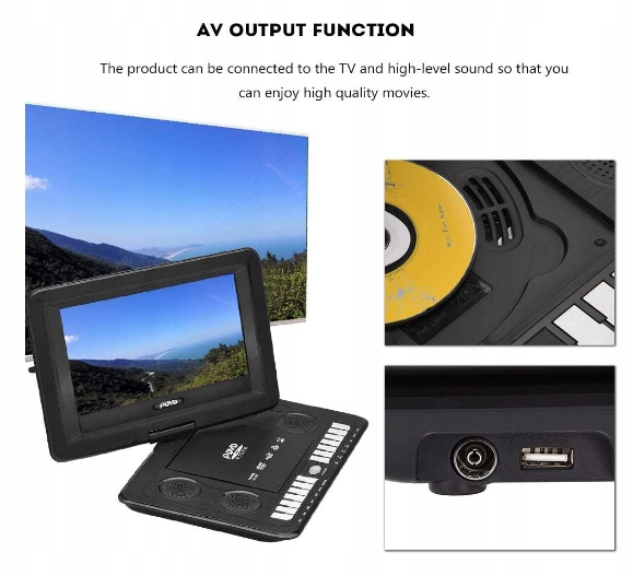 Przenośny odtwarzacz DVD LCD 800x400px obrotowy Marka inna