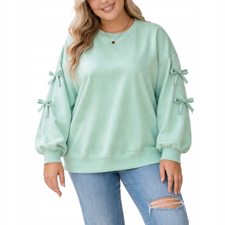 Bluza damska masełko wiskoza kokardki rękaw duży rozmiar 54 56 7XL 8XL