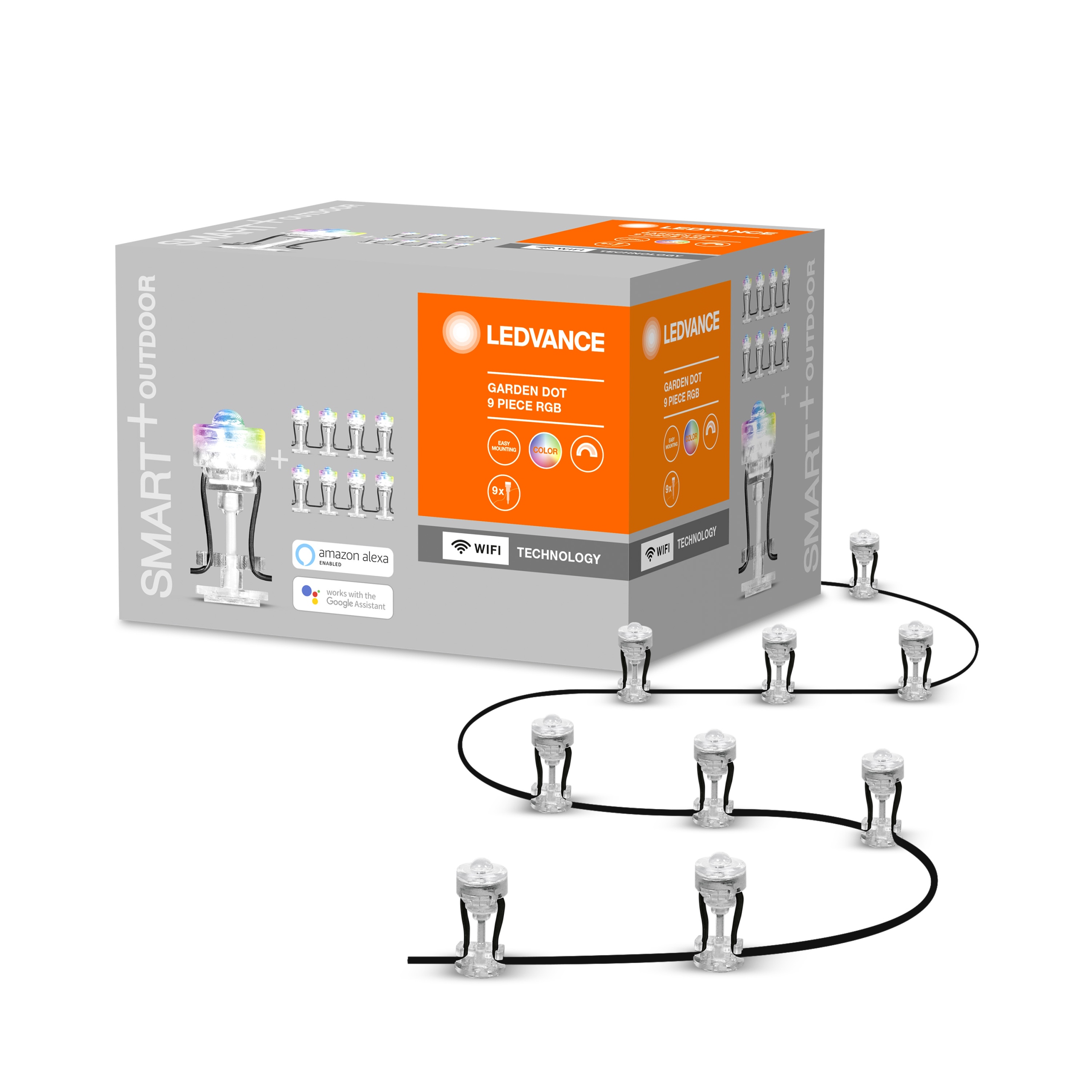 9 Led Záhradné Lampy 2,5W Rgb Wifi Alexa Ledvance