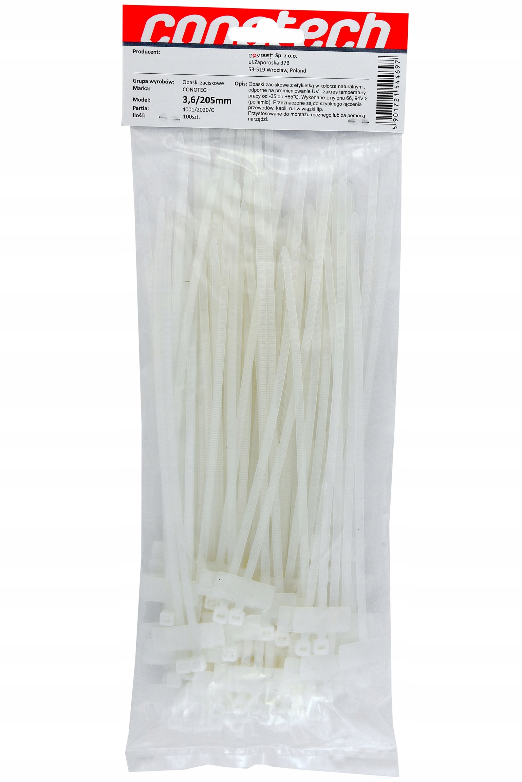 Opaska Zaciskowa Z Tabliczką 3,6x205mm