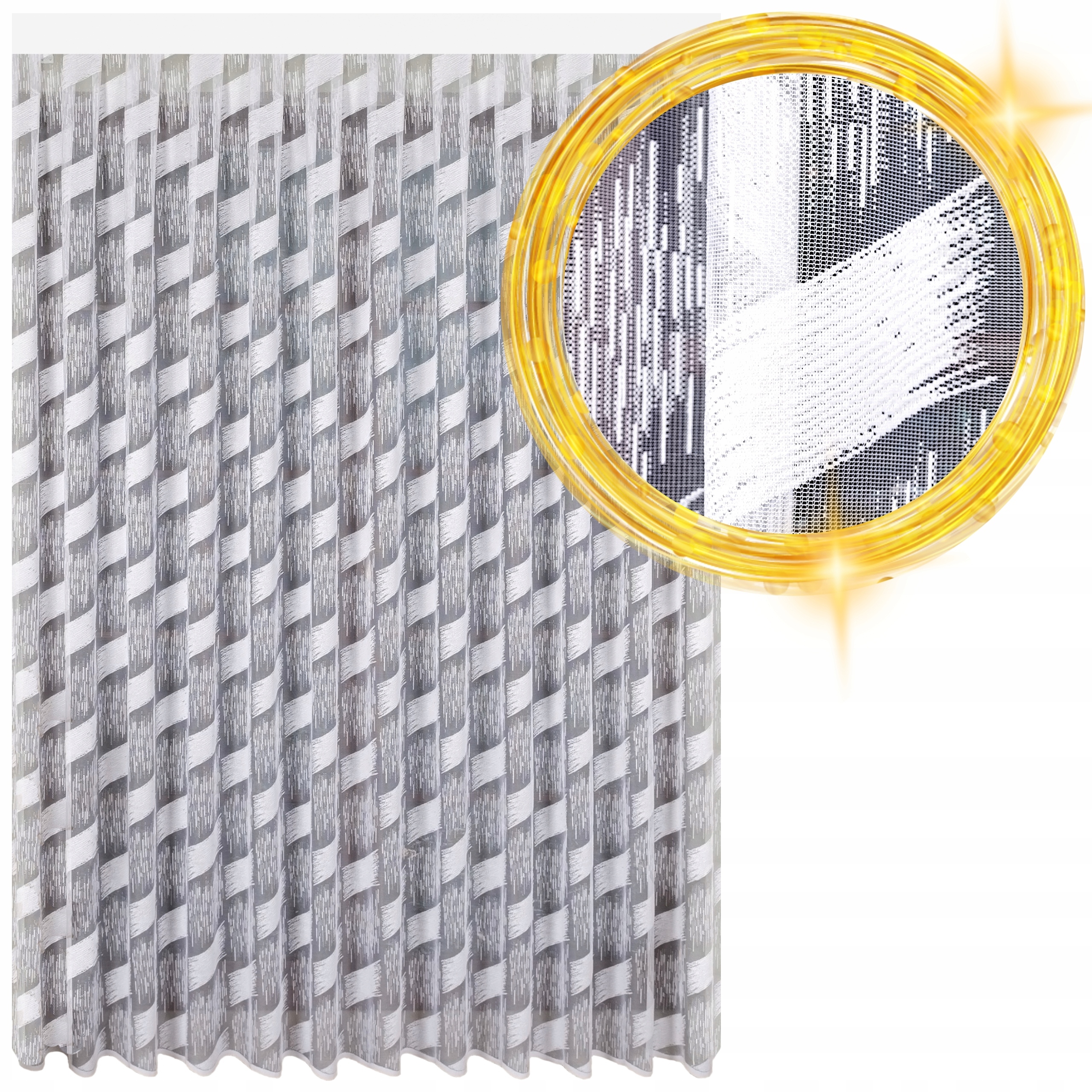 Hotová Záclona Bílá Žakárová Na Pásku Bez Žehlení Nav-hess 1000x150