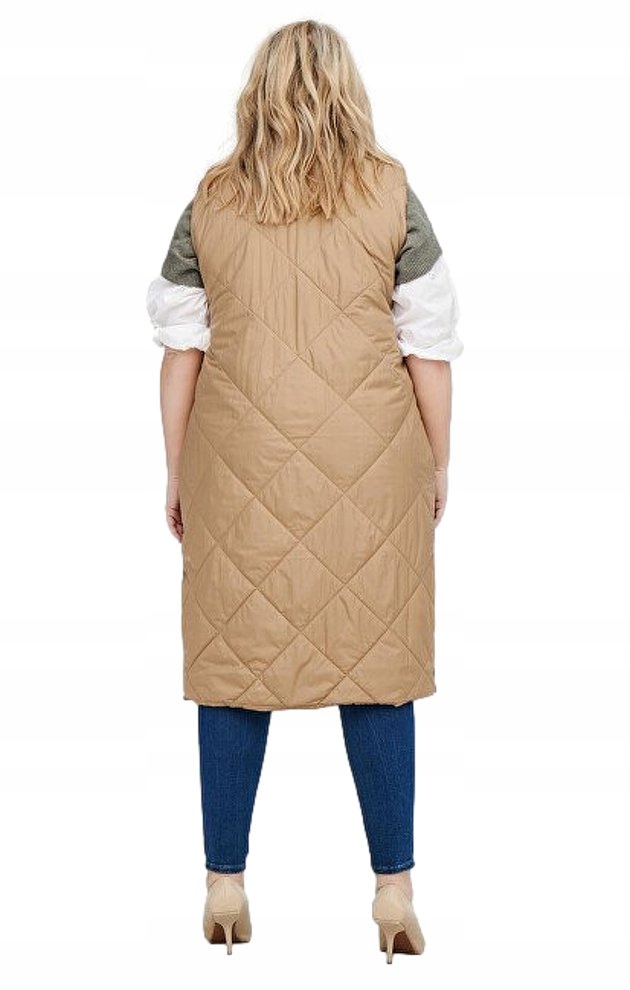 CARMAKOMA MODNA BEŻOWA KAMIZELKA PLUS SIZE O893 44 Rozmiar 44