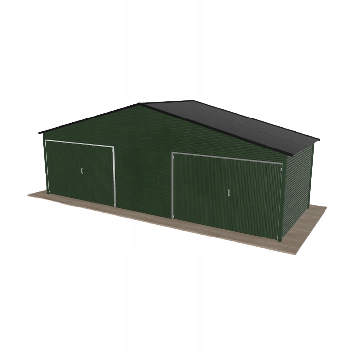 Plechová garáž 8x3 m dvoupolohová, dvoupolohová, zelená