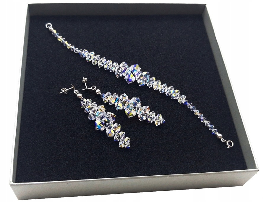 

komplet Swarovski el. biżuteria Srebro crystal Ab