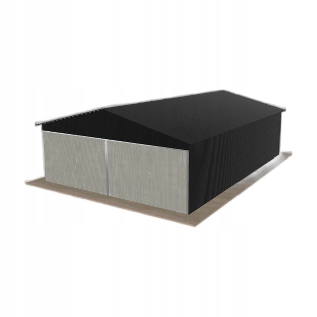Plechová garáž 6x8.5 m dvoupolohová, dvoupolohová, černá