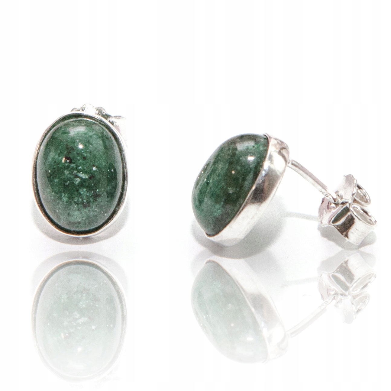 Stříbrné náušnice s aventurínem stříbro 925 přírodní kameny aventurín