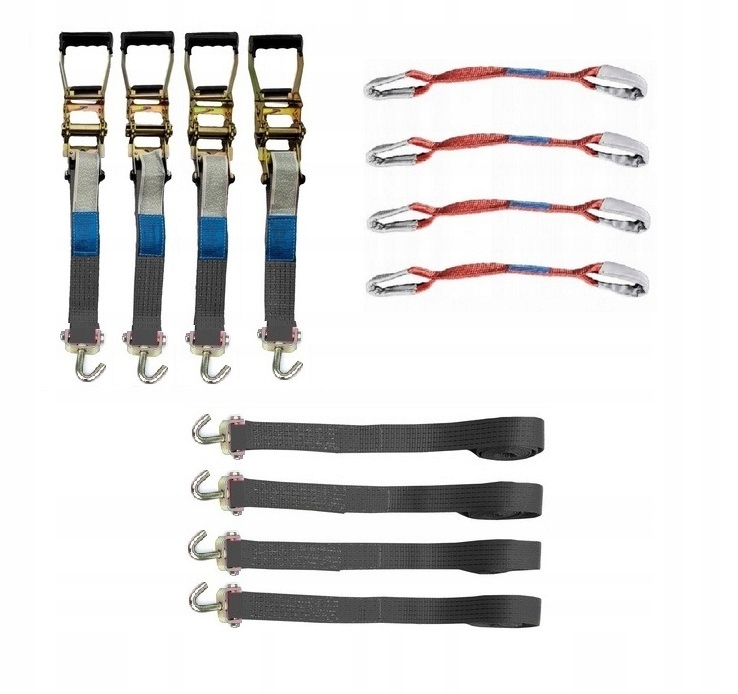 Pásy 4T Gumové Rukojeti Černé 3M 50 mm Otočné háčky Zesílená spona 45 cm