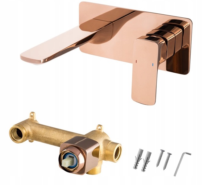 BATERIA UMYWALKOWA ŚCIENNA ZŁOTA RÓŻANA PODTYNKOWA Typ montażu ścienna