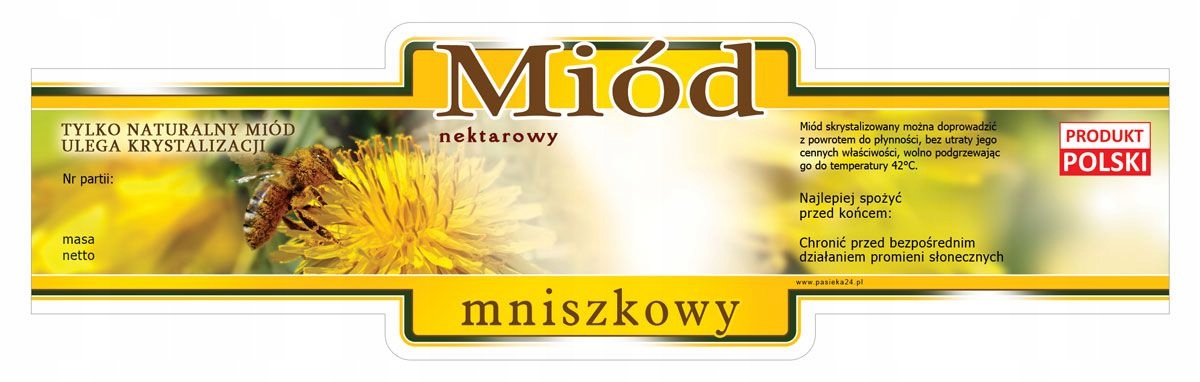 

Etykiet na miód mniszkowy (100szt) wzór E214